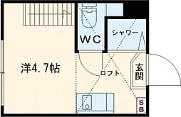 アレンデール西落合 1階ワンルームの間取り