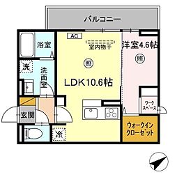 ラピス・ブルー 3階1LDKの間取り