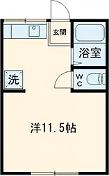 パラゼット中原 1階ワンルームの間取り