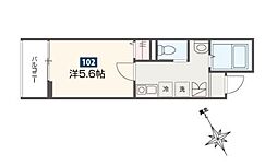 MELDIA東村山 1階1Kの間取り