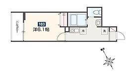 MELDIA東村山 2階1Kの間取り
