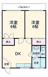 第二三和ビル 3階2DKの間取り