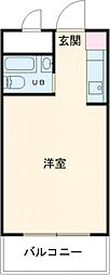 スカイコート府中 1階ワンルームの間取り