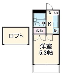 シャルマンフジ行田壱番館 1階1Kの間取り