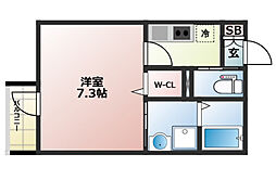 プルミエII 1階1Kの間取り