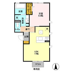 カーサ グランデ 2階1LDKの間取り