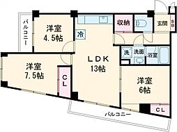 シャンボール上野毛 3F 3階3LDKの間取り