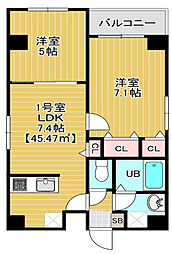 Bloom錦糸町 901 9階2LDKの間取り