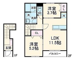 リーブルファイン八千代勝田台 2LDKの間取図画像