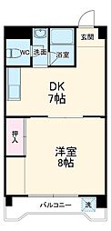 JR東海道本線 穂積駅 徒歩22分の賃貸マンション 2階1DKの間取り