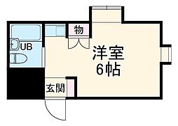 荒畑ハウス 1A 1階ワンルームの間取り