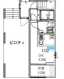 JR埼京線 北赤羽駅 徒歩5分の賃貸アパート 1階1DKの間取り