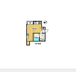 エクセレント21 1階ワンルームの間取り