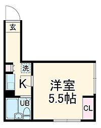 スカイコート武蔵小杉第5 307 3階1Kの間取り