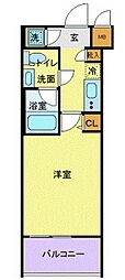 レジディア大森 7階1Kの間取り