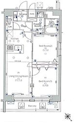 アルマドーラ王子 10階2LDKの間取り