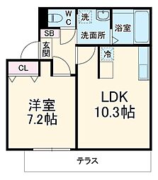 ハーミットクラブハウストゥギャザー長津田（仮） 1階1LDKの間取り