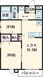 ザ・フォレスト立川 1階2LDKの間取り