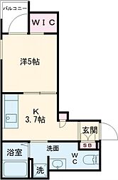 ラ・ソラリス 2階1Kの間取り