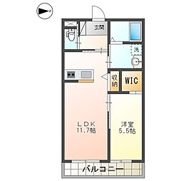 仮称）小田原市田島マンション新築工事 2階1LDKの間取り