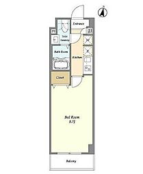 京成本線 青砥駅 徒歩5分の賃貸マンション 2階1Kの間取り