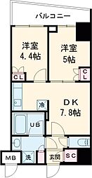 Ａｌｉｖｉｓ五反野 9階2DKの間取り