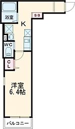 Ｔ’ｓ　Ｃｕｏｒｅ梅ヶ丘 2階1Kの間取り