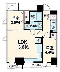 STANDZ京都二条 3階2LDKの間取り