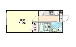 ルグレア八王子 201 2階1Kの間取り