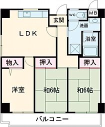コープミール花園 2階3LDKの間取り