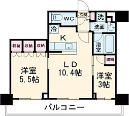 オアーゼ新宿西落合レジデンス 5階2LDKの間取り