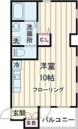 Ｋフラット 3階ワンルームの間取り
