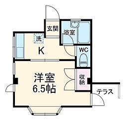 ブライト新城 1階1DKの間取り