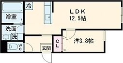 町田レジデンス 203 1階1LDKの間取り