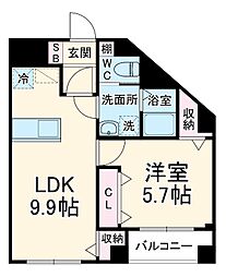 コネクトパークヒルズ本郷町 4階1LDKの間取り