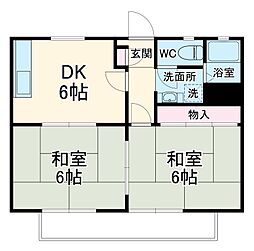 コスモレジデンス 202 2階2DKの間取り