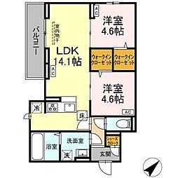 ＣＬＡＳＳＥＵＭ都賀 3階2LDKの間取り