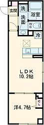 セレスティア青井II 102 1階1LDKの間取り