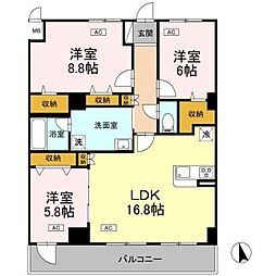 カスタリア西船橋II 502 5階3LDKの間取り