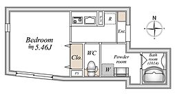 ＬｉｖｅＦｌａｔ巣鴨 2階1Kの間取り