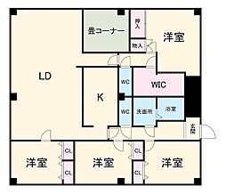プリミエール長谷川 1A 1階4LDKの間取り