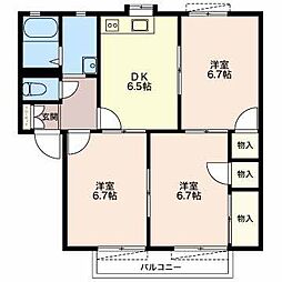 JR東海道本線 西岐阜駅 3.7kmの賃貸アパート 2階3DKの間取り
