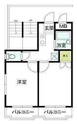 グリーンヴァレー稲田堤 2階2Kの間取り