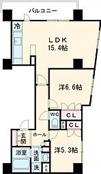 パールコート仙川 5階2LDKの間取り