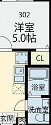G-CREST 302 3階1Kの間取り