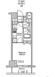 プラウドフラット荻窪II 3階1Kの間取り