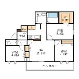 COCOON PLACE 3LDKの間取図画像