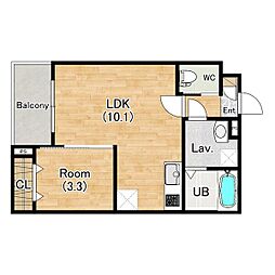 ジーメゾン北名古屋徳重ミソーレ 202 2階1LDKの間取り