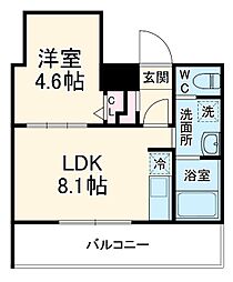 市川市平田4丁目マンション 1LDKの間取図画像