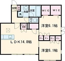 MGrise 101 1階2LDKの間取り